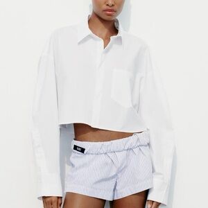 zara cropped dress shirt, new with tags